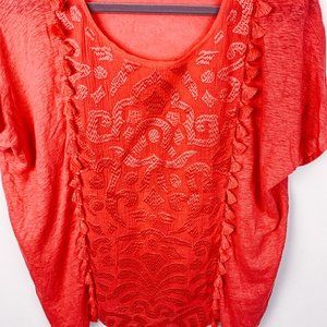 J.Crew Coral Fringe T-Shirt, Size M